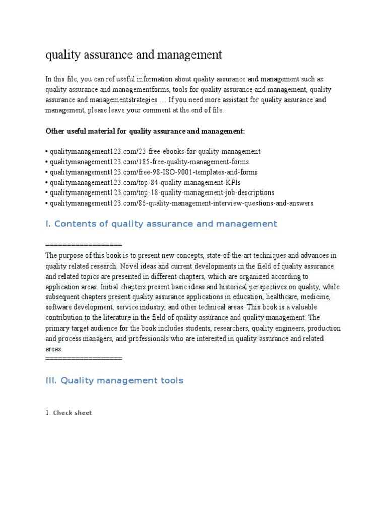 Quality Assurance Management Tools Guide | PDF | Scatter Plot ...