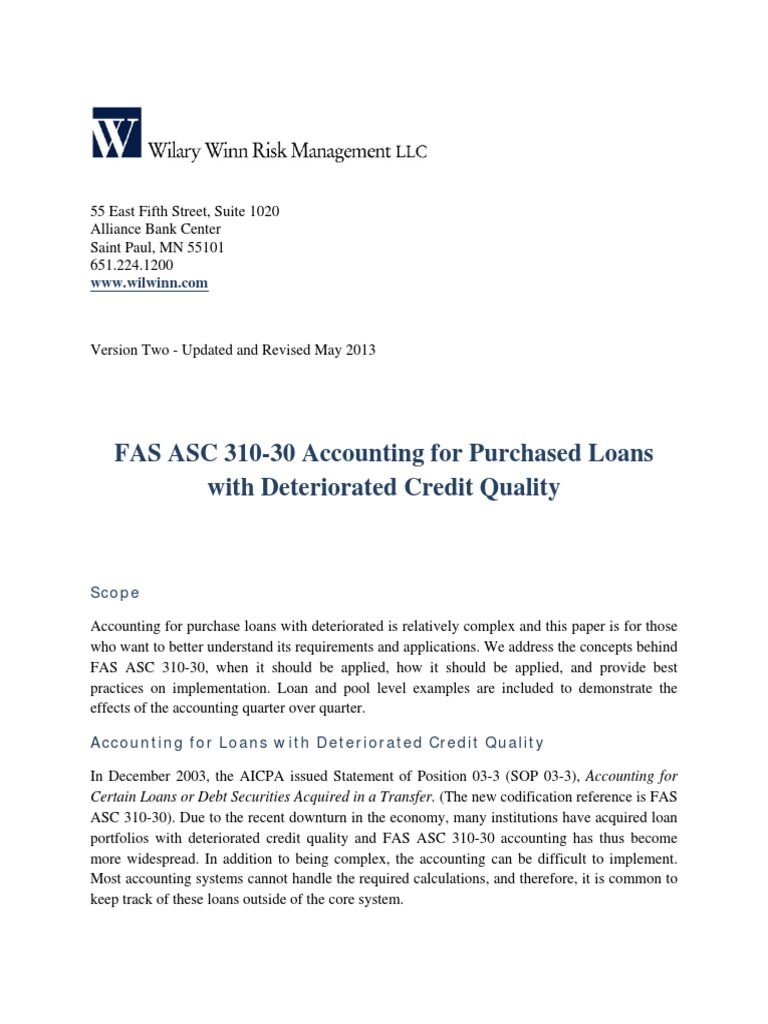 Fas Asc 310 30 Loan Accounting White Paper 1 PDF Book Value Interest
