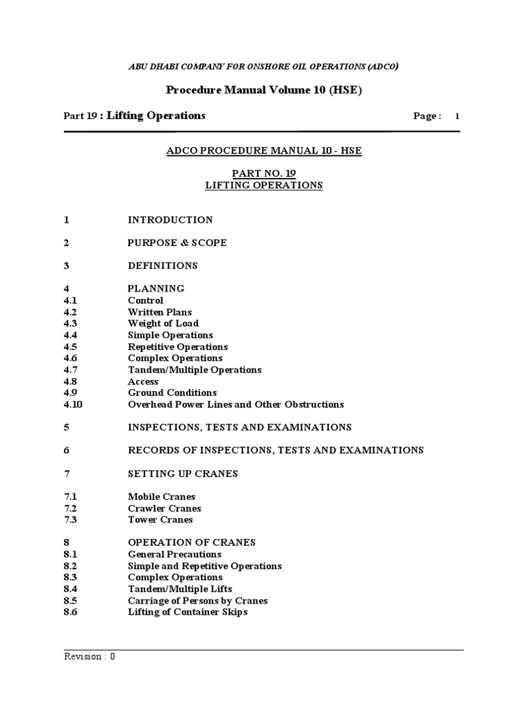 ADCO Lifting Operations Procedure Manual | PDF | Crane (Machine) | Elevator