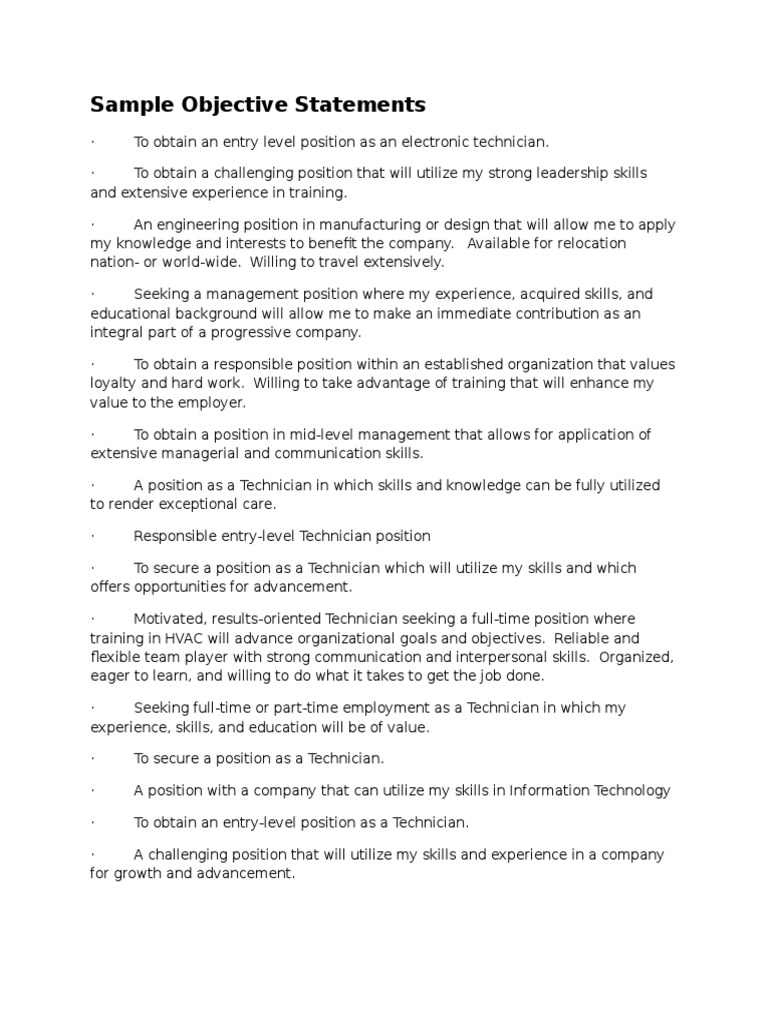 Objective Statements for Entry-Level Resumes | PDF | Creativity | Expert
