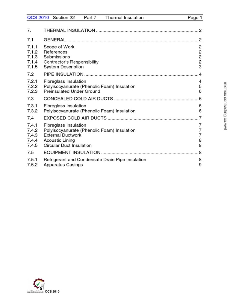 Thermal Insulation Guidelines QCS 2010 | PDF | Duct (Flow) | Thermal ...