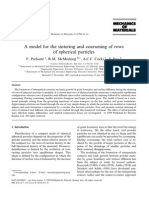 A Model for the Sintering and Corsening of Rows of Spherical Particles