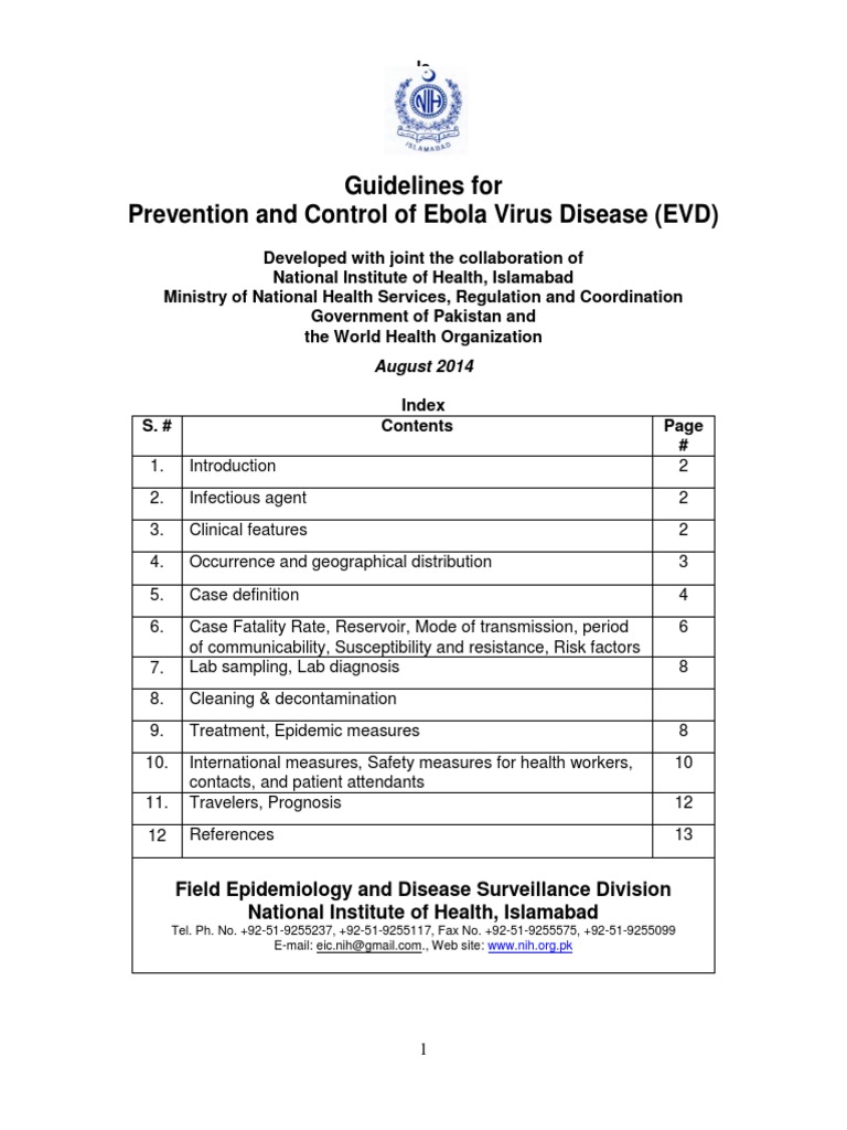 Guidelines EVD August 2014 | PDF | Ebola Virus Disease | Infection