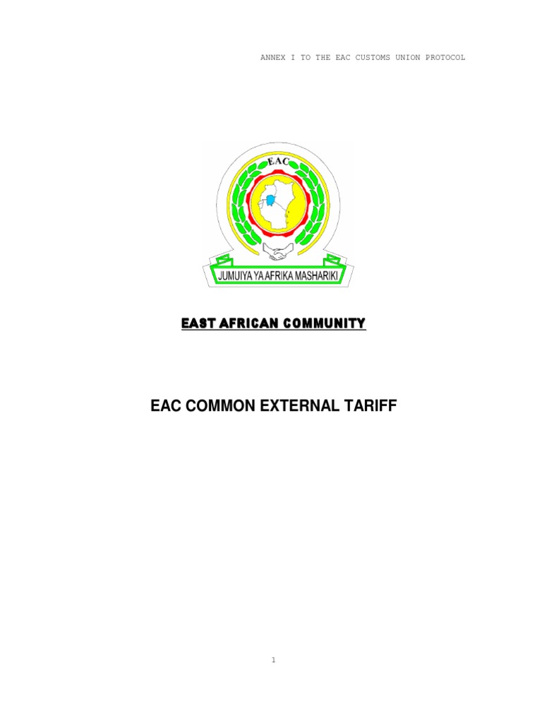 EAC CET Tariff Handbook | PDF | Tuna | Textiles