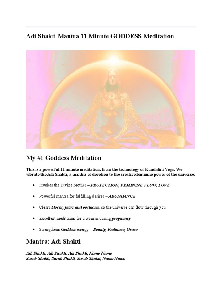 Adi Shakti Mantra 11 Minute GODDESS Meditation | PDF