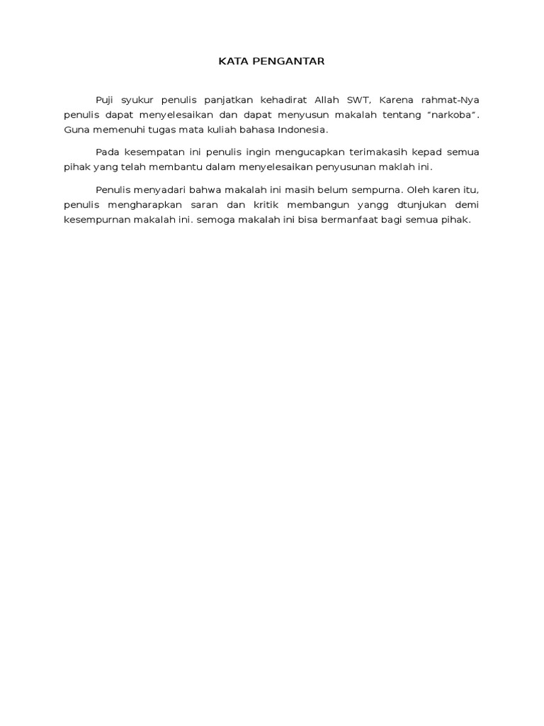 Kata Pengantar Makalah Narkoba