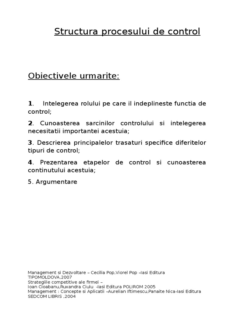Structura Procesului de Control ( | PDF