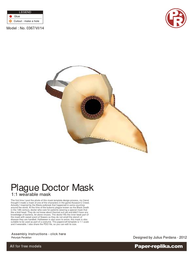 Plague Doctor Mask | PDF for Template Free Printable Plague Doctor Mask Pattern