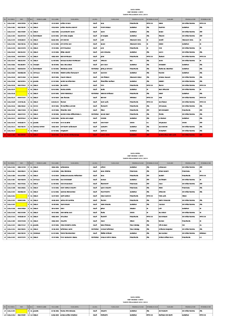 Format Data Siswa Model 8355 | PDF