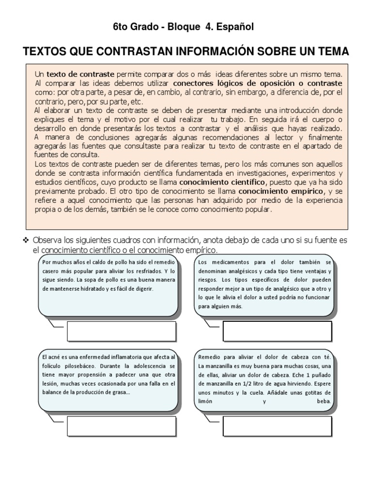 6to Grado Bloque 4 Ejercicios Complementarios