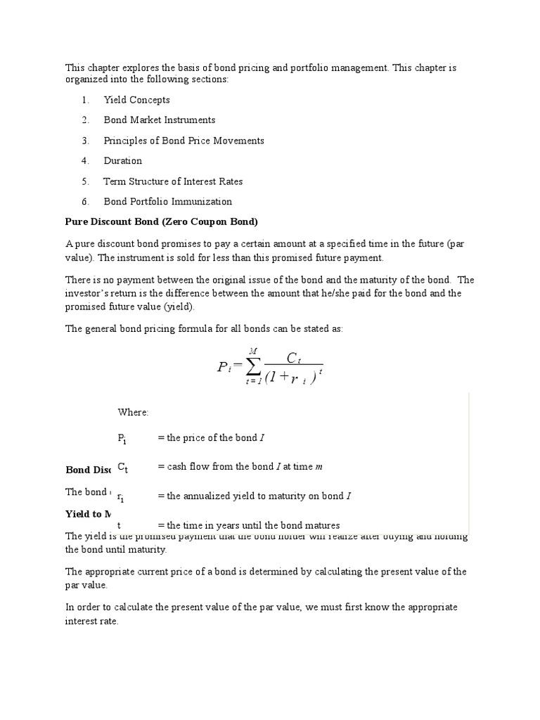 Bond Pricing & Portfolio Basics | PDF | Finance & Money Management