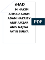 Adam Hakimi Ahmad Adam Adam Hazriey Arif Amzar Anis Najwa Fatin Surya