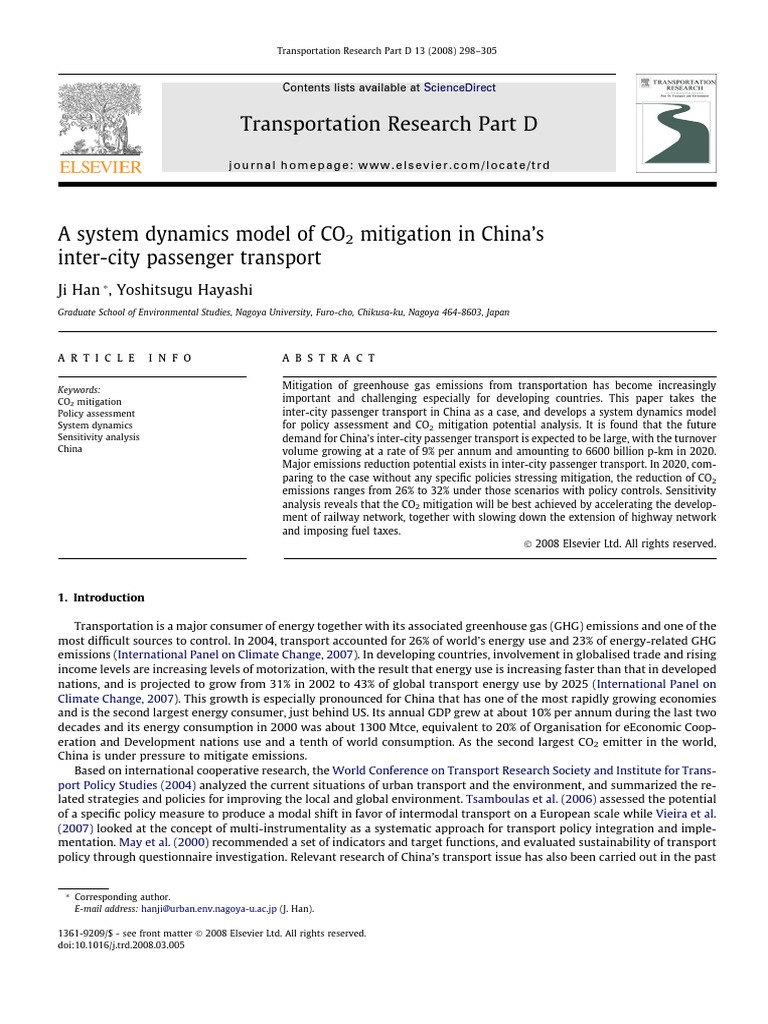 A System Dynamics Model of CO2 Mitigation in China's Intercity ...