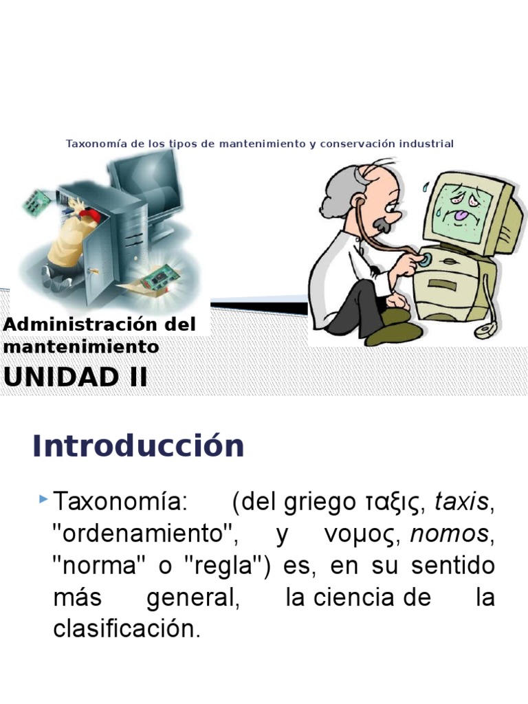 taxonomia de los tipos de mantenimiento y conservacion industrial