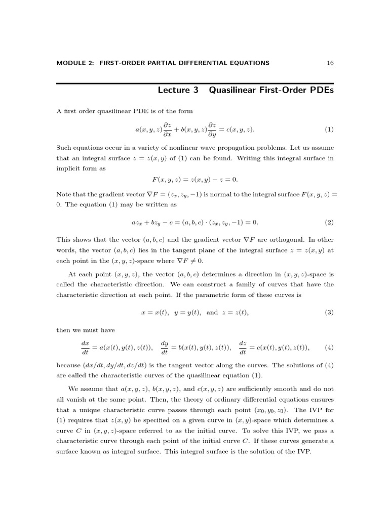 Quasilinear PDEs: Method of Characteristics | PDF | Partial ...