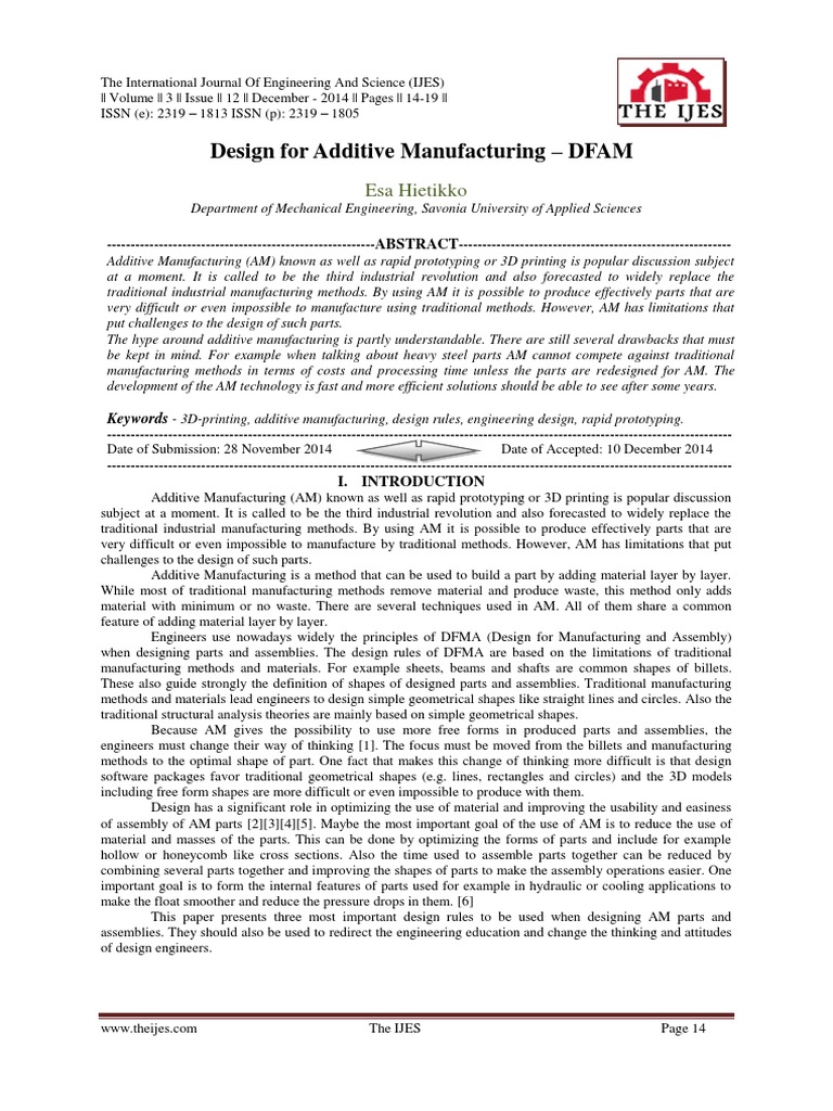 Design For Additive Manufacturing - DFAM | PDF | 3 D Printing | Shape