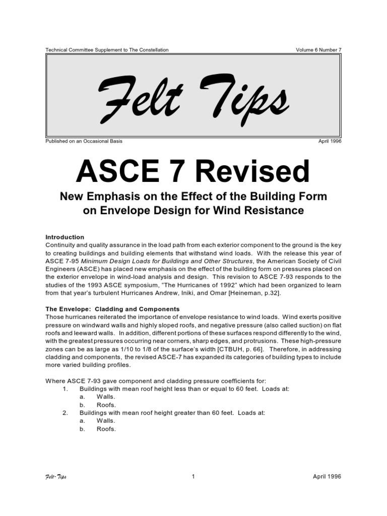 ASCE 7-95: Wind Load Design Updates | PDF | Building Code | Wound