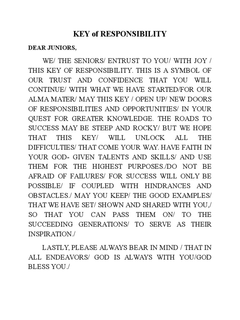 Key Responsibility Wisdom