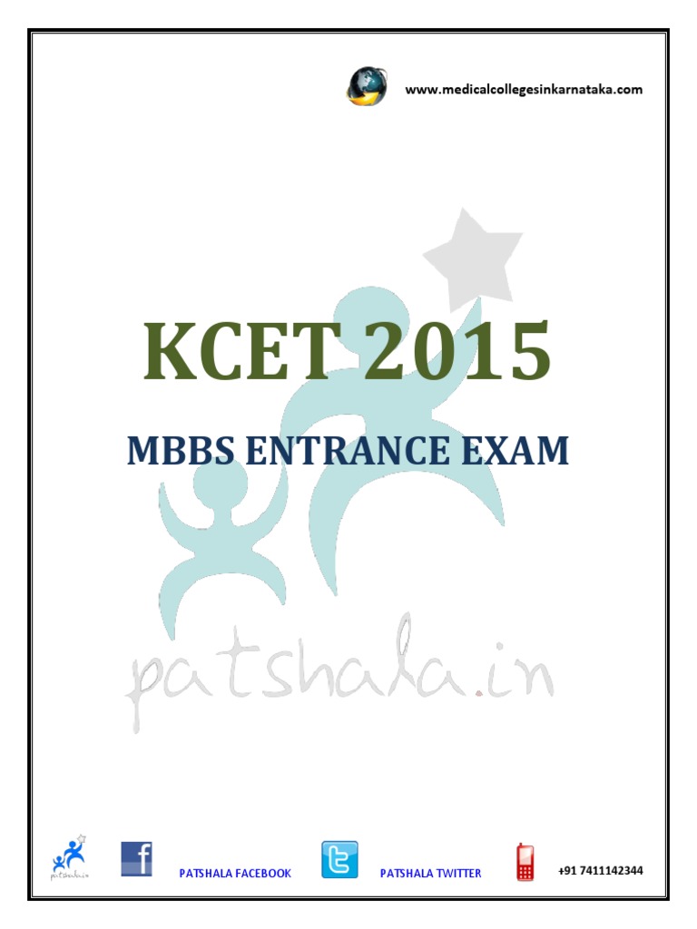KCET 2015 MBBS Entrance Exam PDF University And College Admission