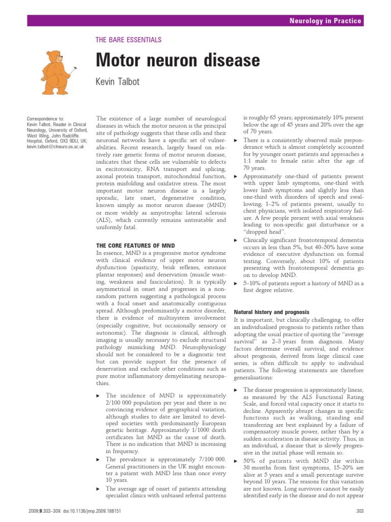 Motor Neuron Disease | PDF | Amyotrophic Lateral Sclerosis | Nervous System
