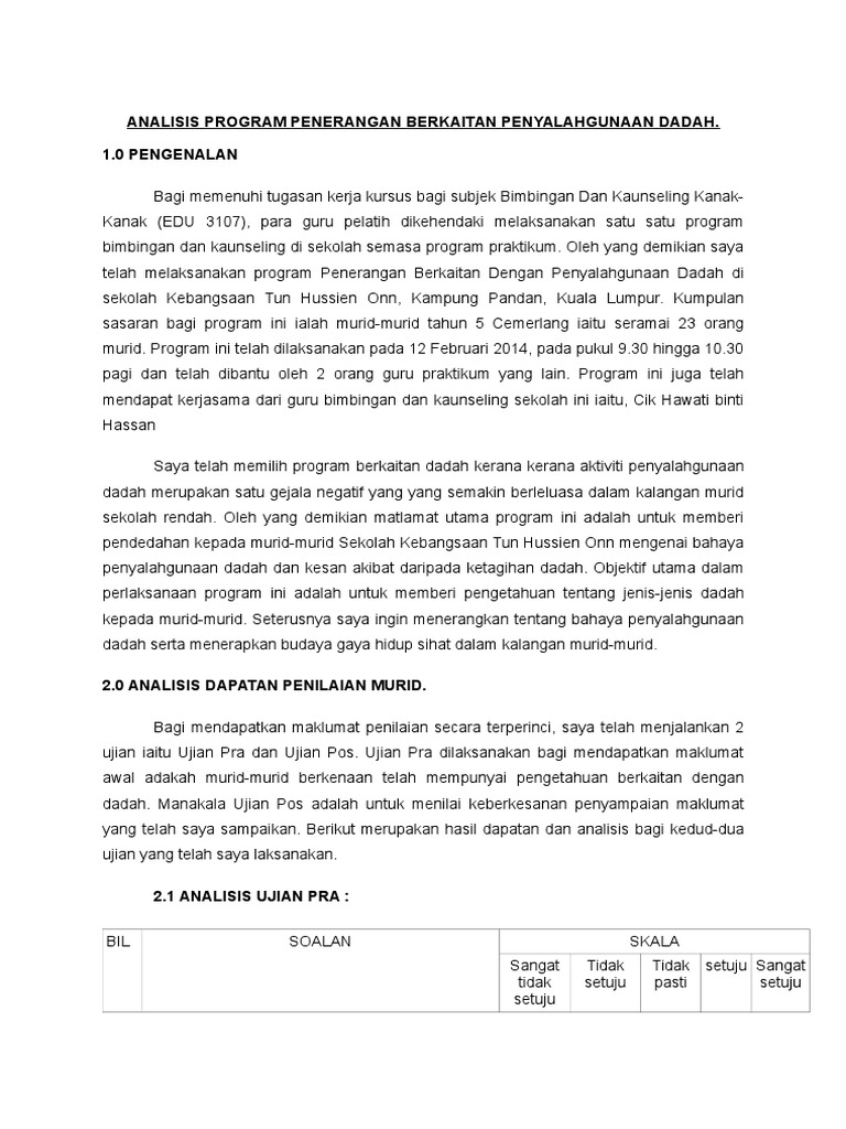 Analisis Program Penerangan Berkaitan Penyalahgunaan Dadah Pdf