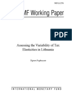 Assessing The Variability of Tax Elasticities in Lithuania: Tigran Poghosyan