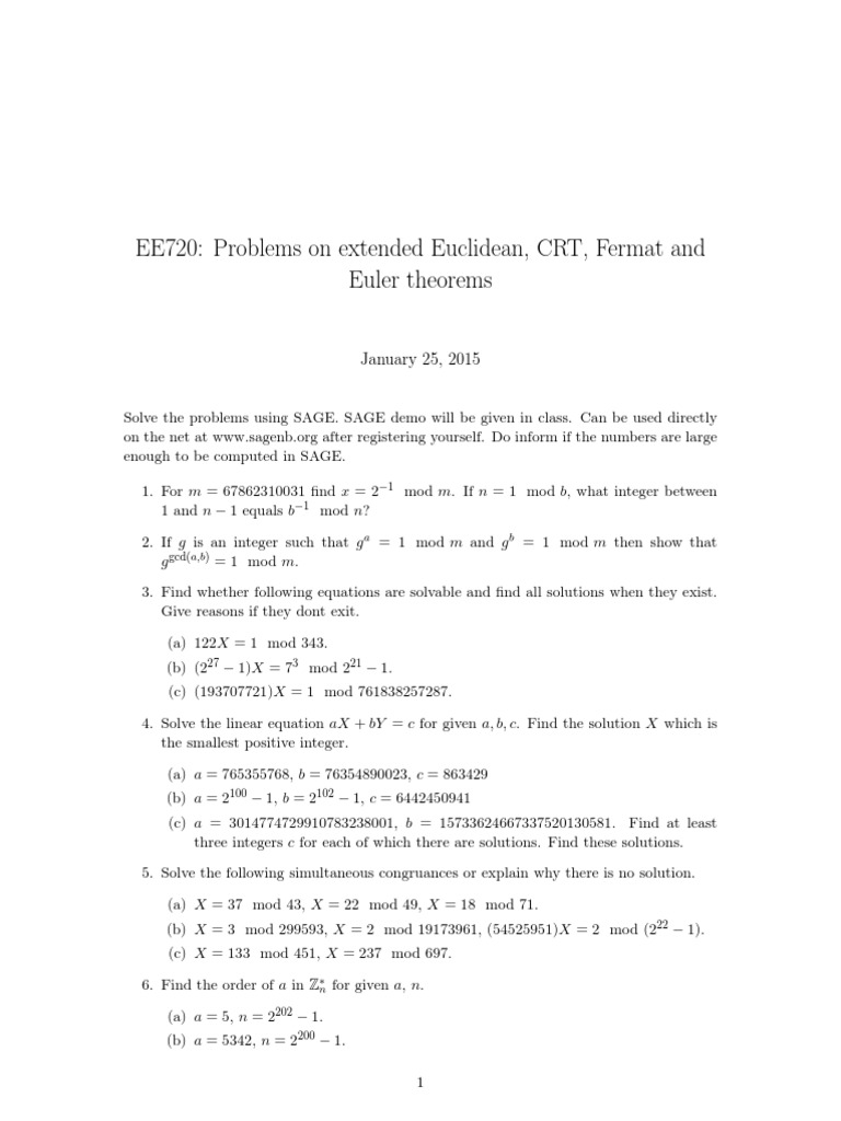 CRT and Discrete Math Problem Set | PDF | Teaching Methods & Materials ...