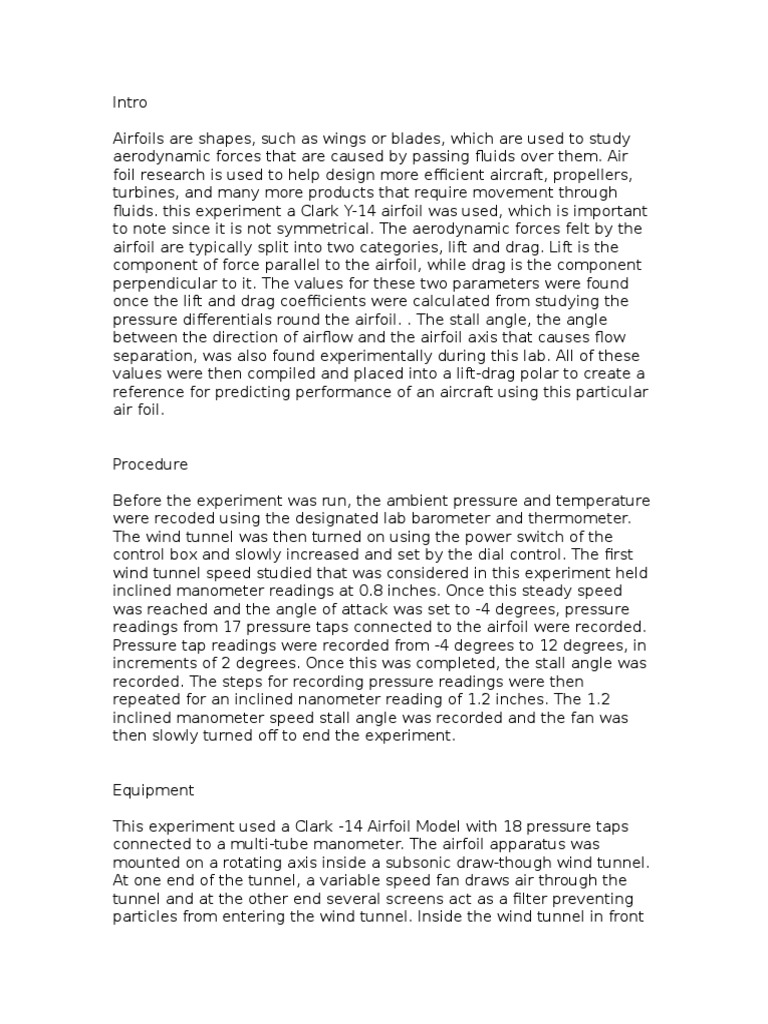 Airfoil Lab | PDF | Airfoil | Lift (Force)