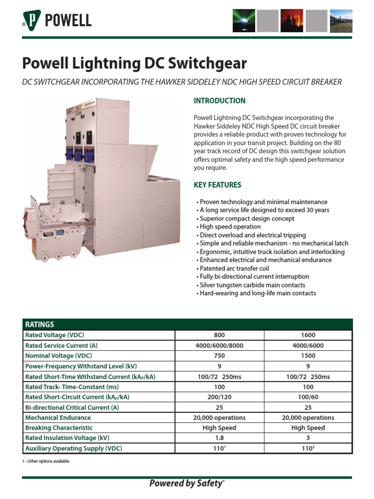 03085 Powell Lightning DC Switchgear v2 Equipment Manufactured Goods