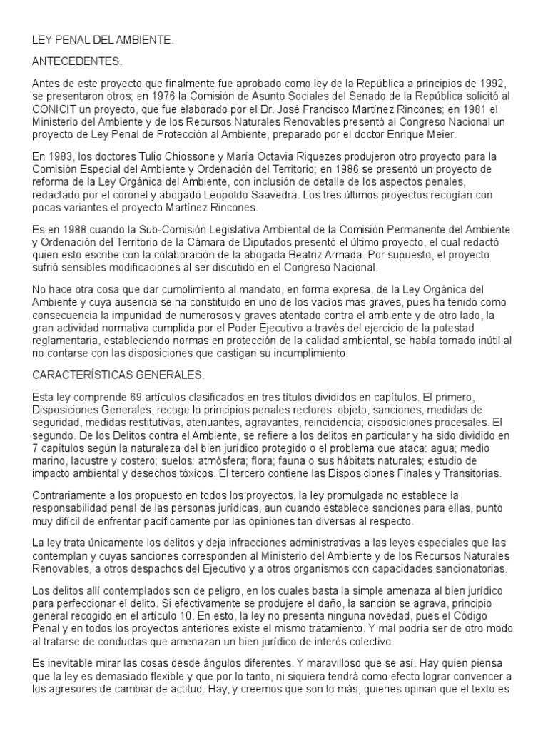 Ley Penal Del Ambiente. (Venezuela) | PDF | Delito | Derecho penal