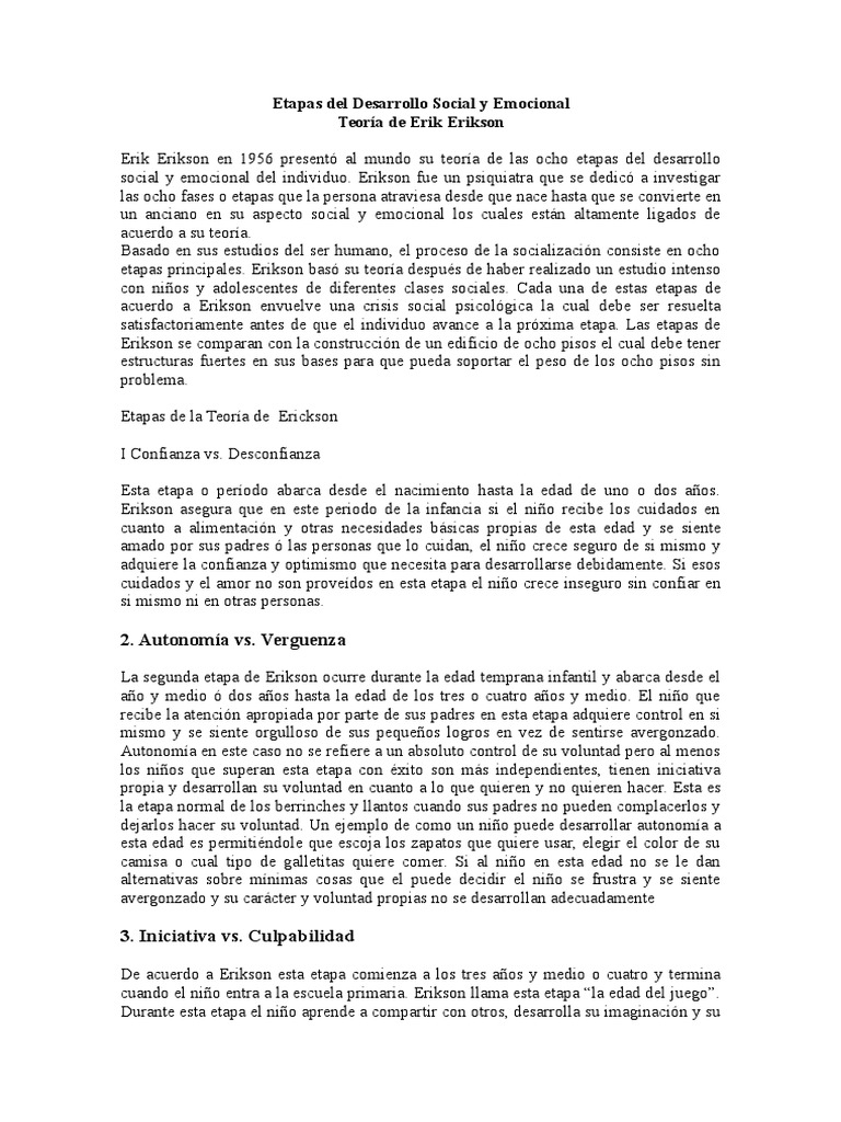 Etapas Del Desarrollo Social y Emocional Del Individuo | PDF | Salud y ...