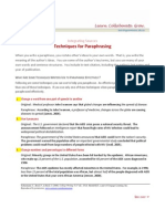 Techniques for Paraphrasing