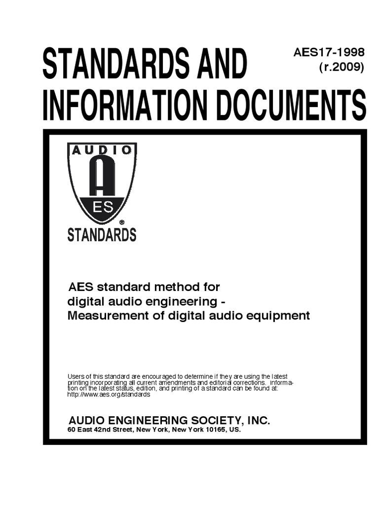 AES 17-1998 r2009 PDF | PDF | Amplitude | Filter (Signal Processing)