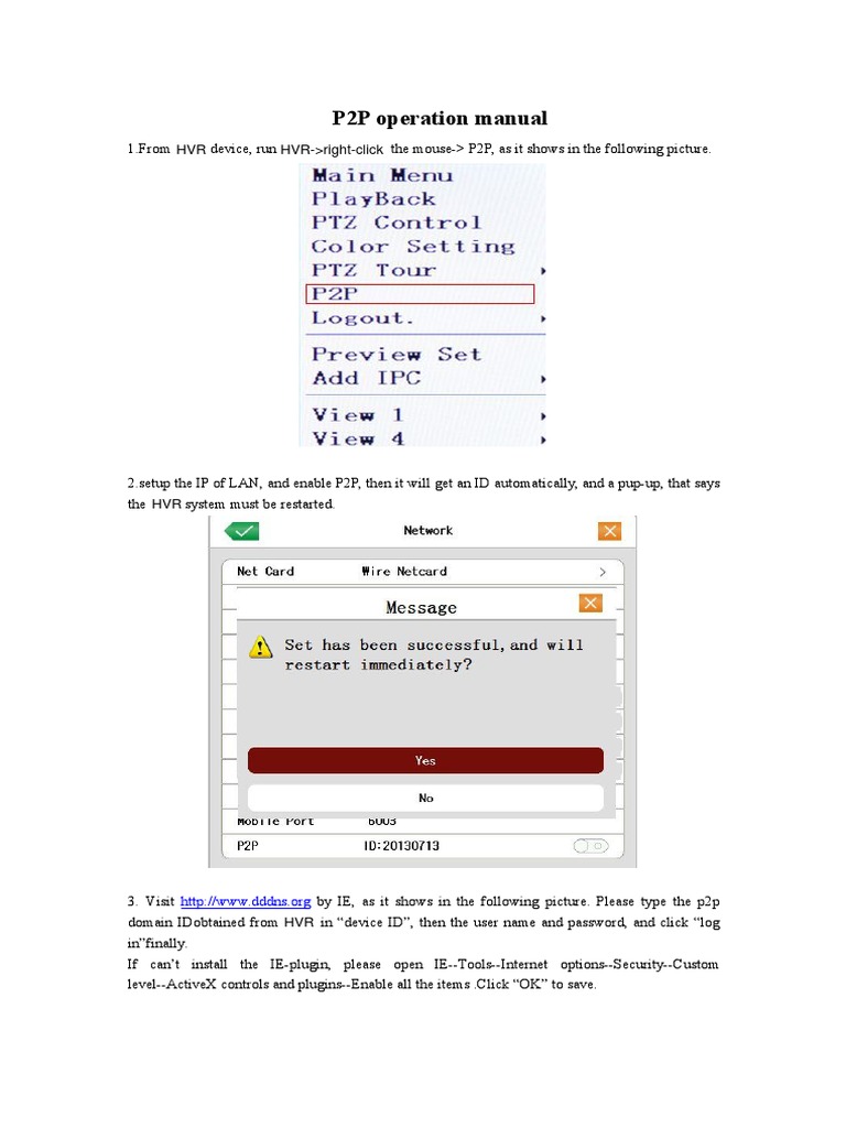 P2P Setup and Login Guide | PDF