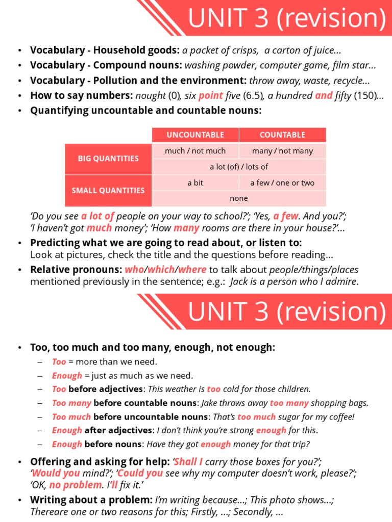 3 ESO: Unit 3 (Revision) | PDF