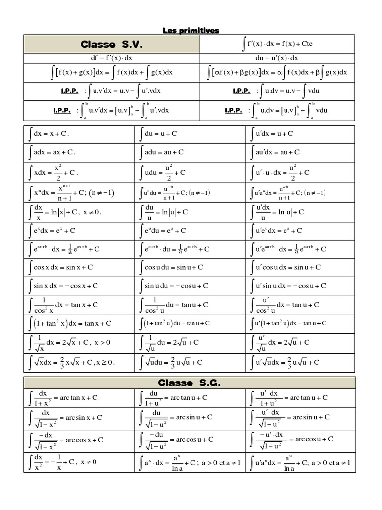 06-Formules Des Primitives | PDF