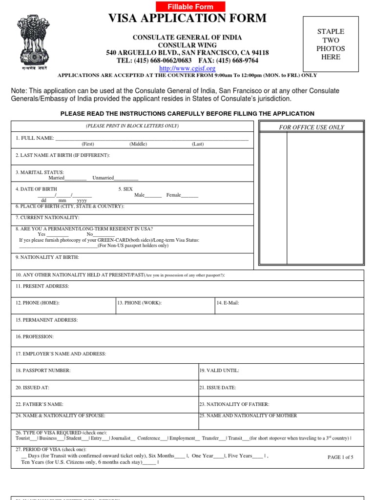 INDIAN VISA ARRIVAL FORM intelligence overview