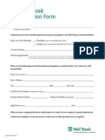 Direct Deposit Authorization Form