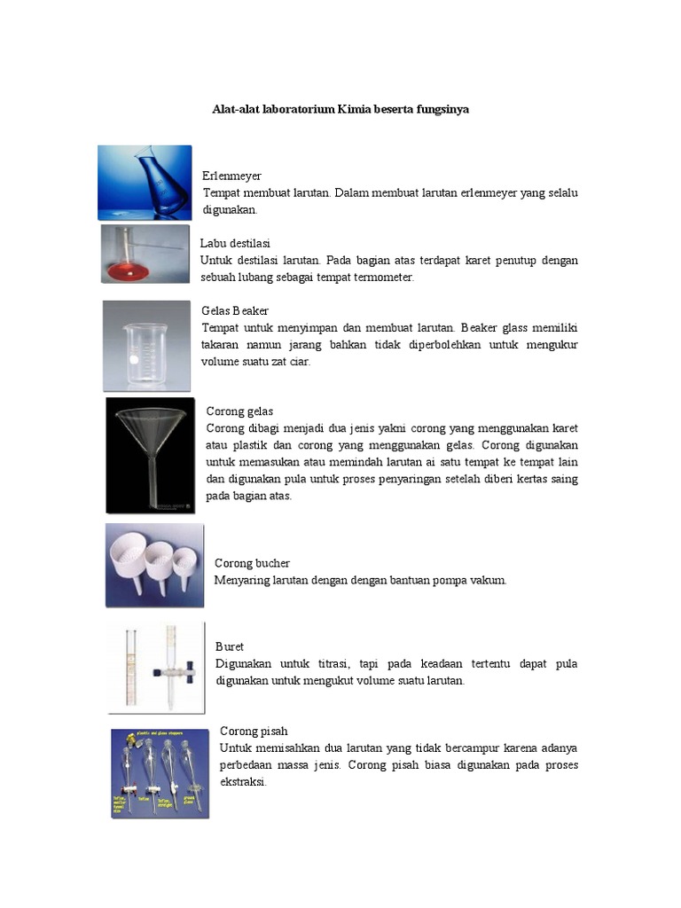 Alat Laboratorium Kimia dan Fungsinya | PDF | Sains & Matematika
