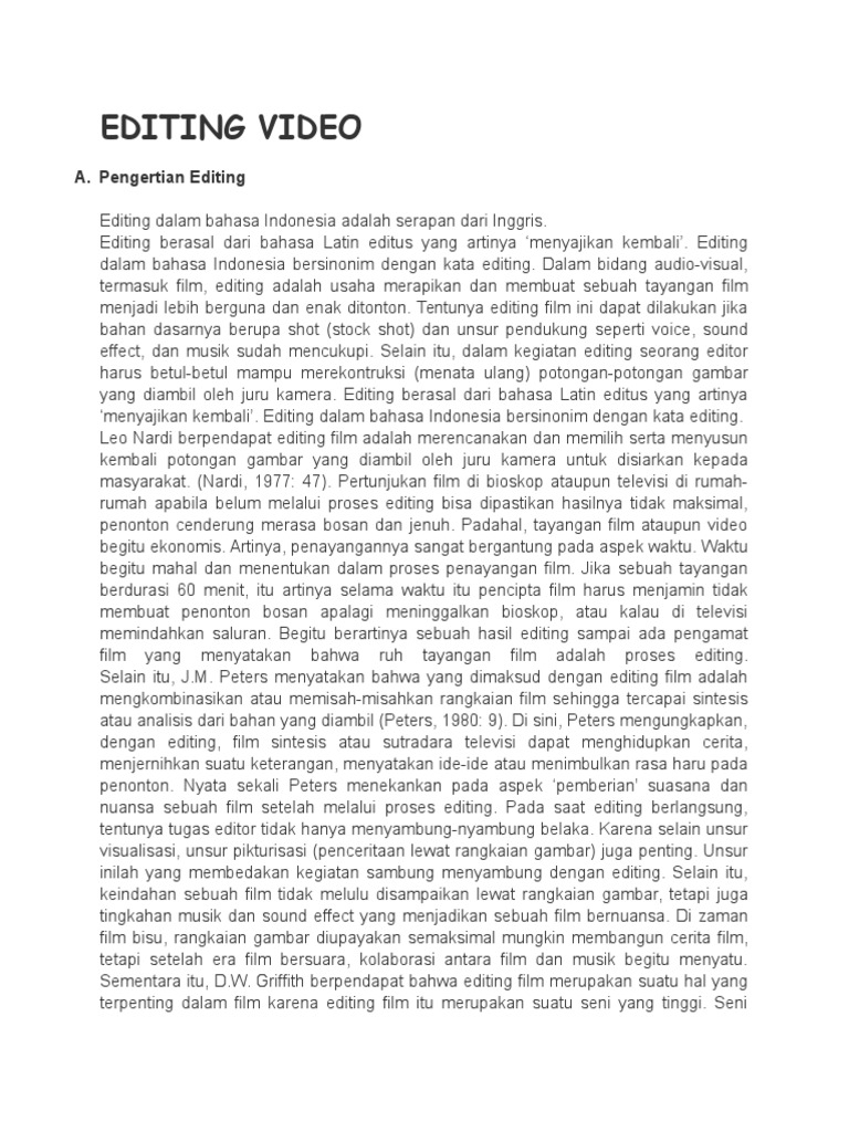 Dasar-Dasar Editing Video | PDF