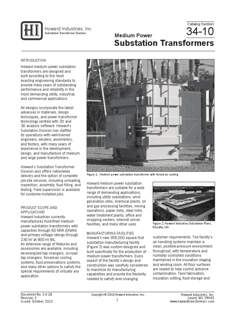 Substation Transformers Howard Industries, Inc PDF Transformer