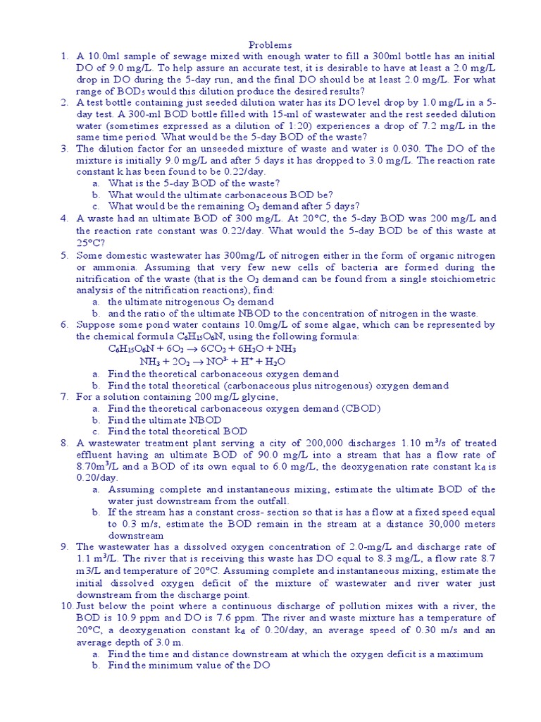 BOD Problems | PDF | Wastewater | Water And Politics