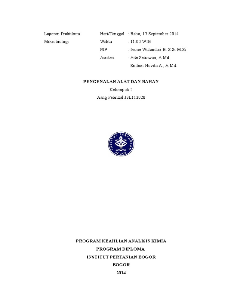 Laporan Praktikum Pengenalan Alat Laboratorium