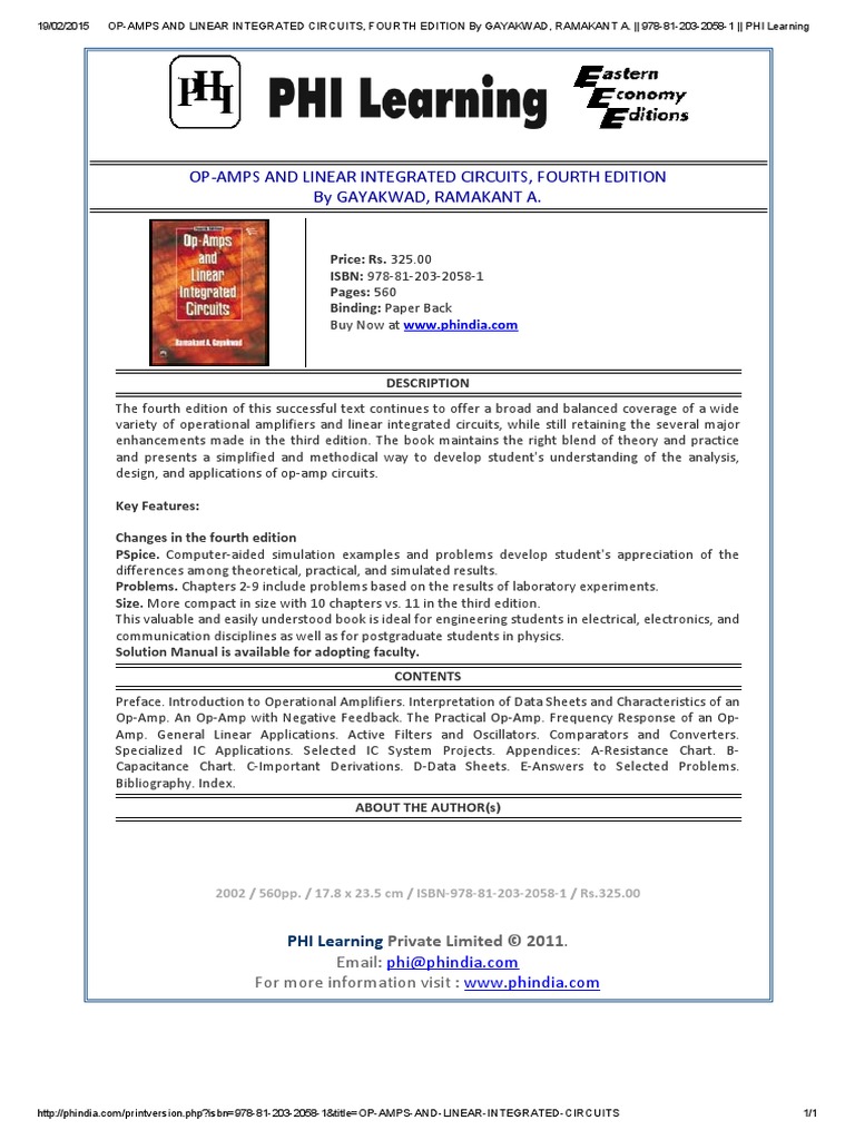 OpAmps and Linear Integrated Circuits, Fourth Edition by Gayakwad