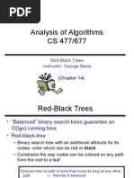 Analysis of Algorithms CS 477/677: Red-Black Trees Instructor: George Bebis (Chapter 14)