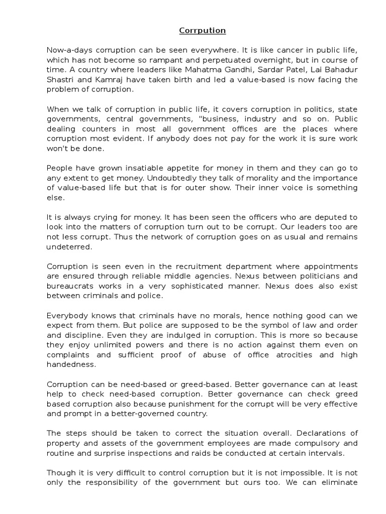 Corruption essay conclusion image