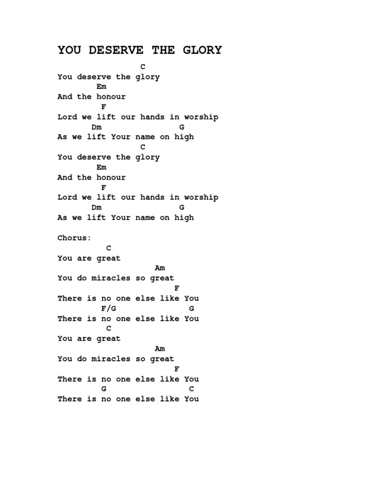 You Deserve The Glory