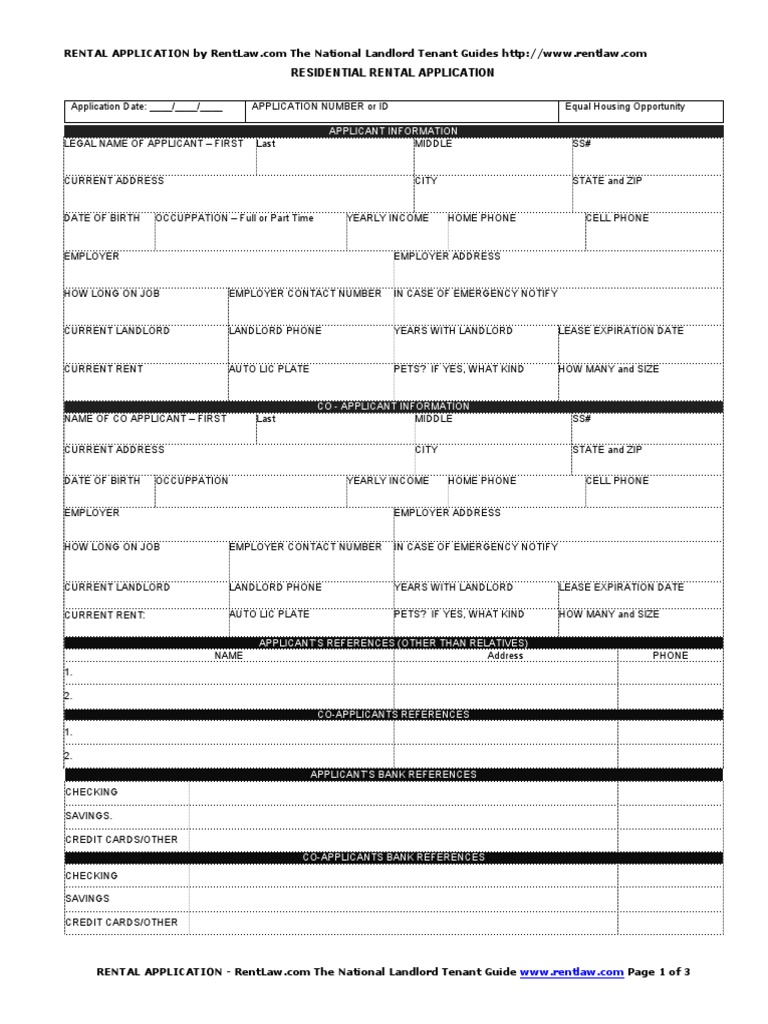 Rental Application | PDF | Landlord | Leasehold Estate
