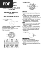 Citizen Quartz Analog Chronograph Caliber No. 0510, 0540, 0560 CTZ-P6746 Model No. Ano AN1 - Instruction Manual