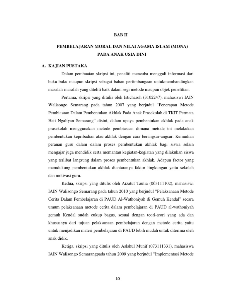 Pembelajaran Moral dan Nilai Agama Islam pada anak Usia Dini Pembelajaran Moral dan Nilai Agama Islam pada anak Usia Dini